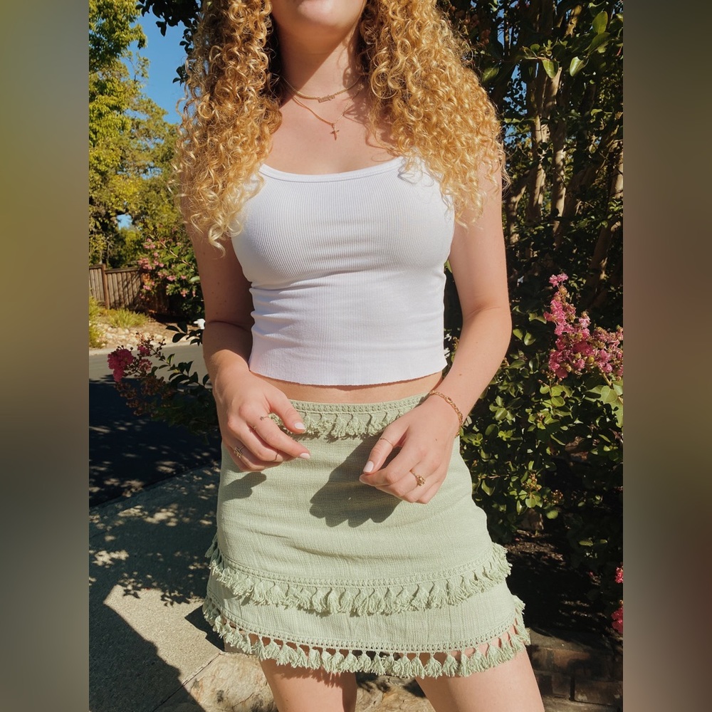 Green Pink Lily Boutique Pom Pom Skirt